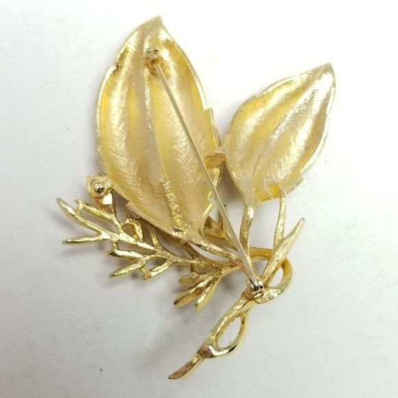 Vintage Sarah Coventry Large Gold Tone Leaf Design Brooch, 80s Style, Signed - Picture 3 of 7